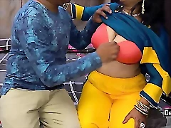 Indian aunty shudders with pleasure from deep penetration in Hindi video.
